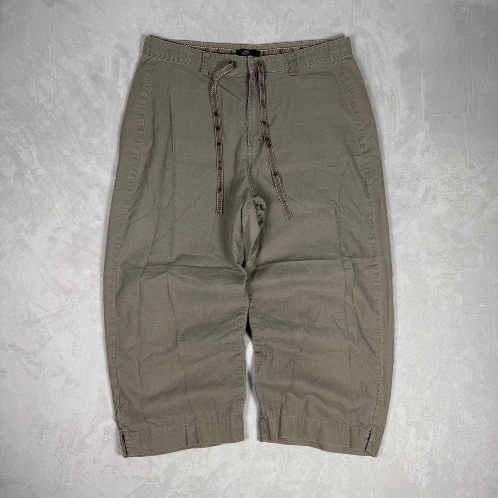 Y2K Womens Lee Khakis Linen Blend Drawstring Cropped Pants Gorpcore 16M